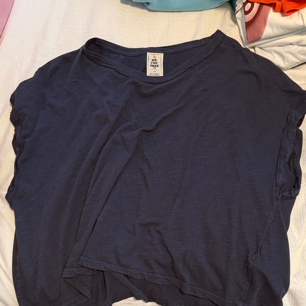 Free People Dark Blue Short Sleeve Tee